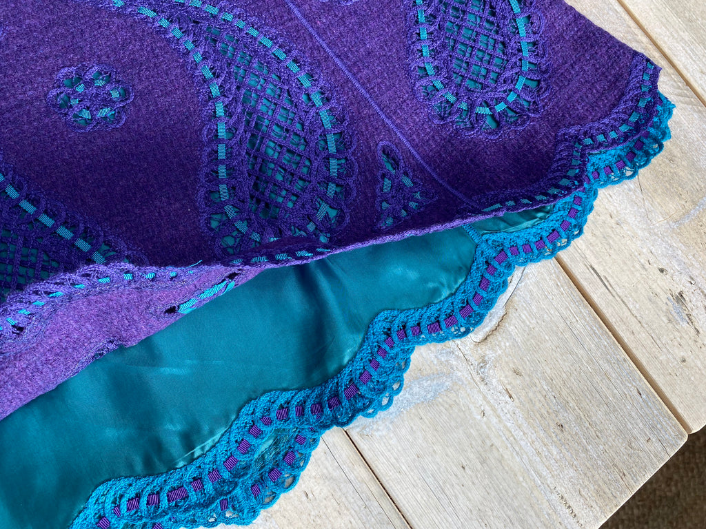 Moschino Purple & Turquoise Wool Skirt