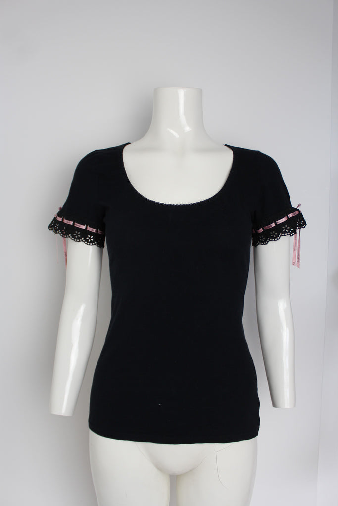 Dolce & Gabbana Pink Ribbon Black T-shirt