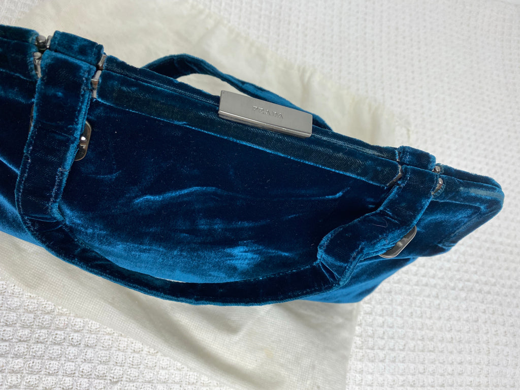 Prada 90's Blue Velvet Handbag