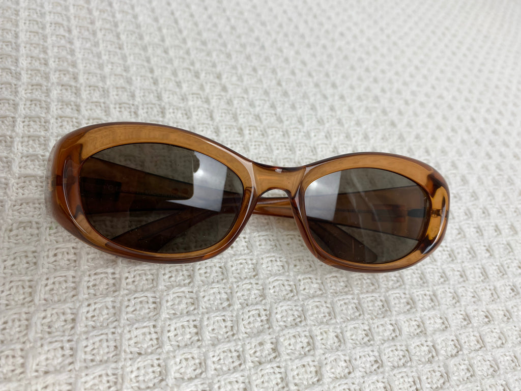 Gucci Brown Logo Oval Sunglasses