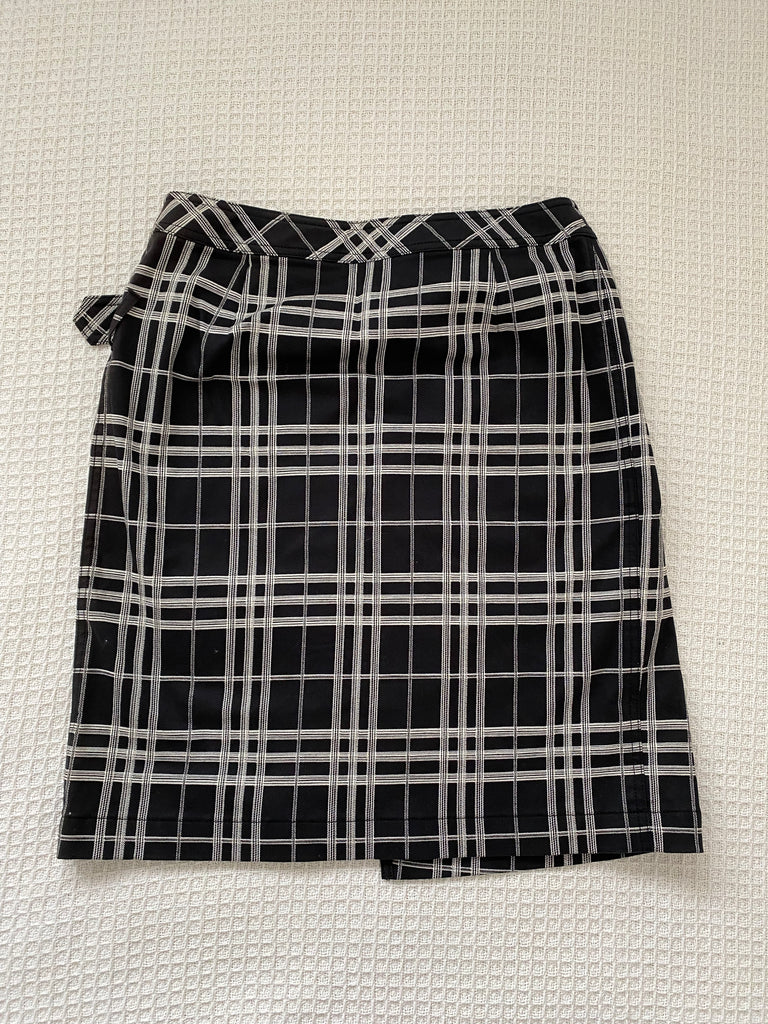 Burberry Black Check Wrap Skirt