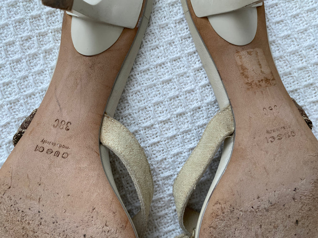 Gucci Nude Monogram Suede Heels EU 38