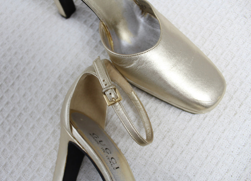 Gucci by Tom Ford Fall 1996 Gold Heels EU 36