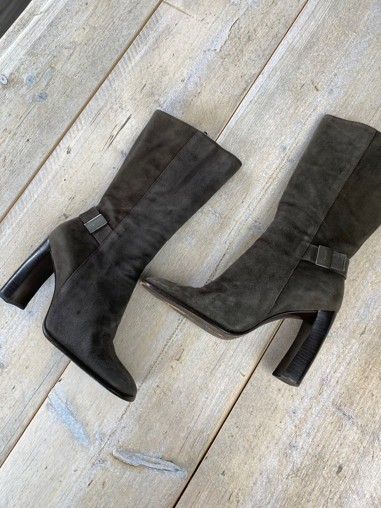 Gucci Dark Grey Suede Boots Size 35