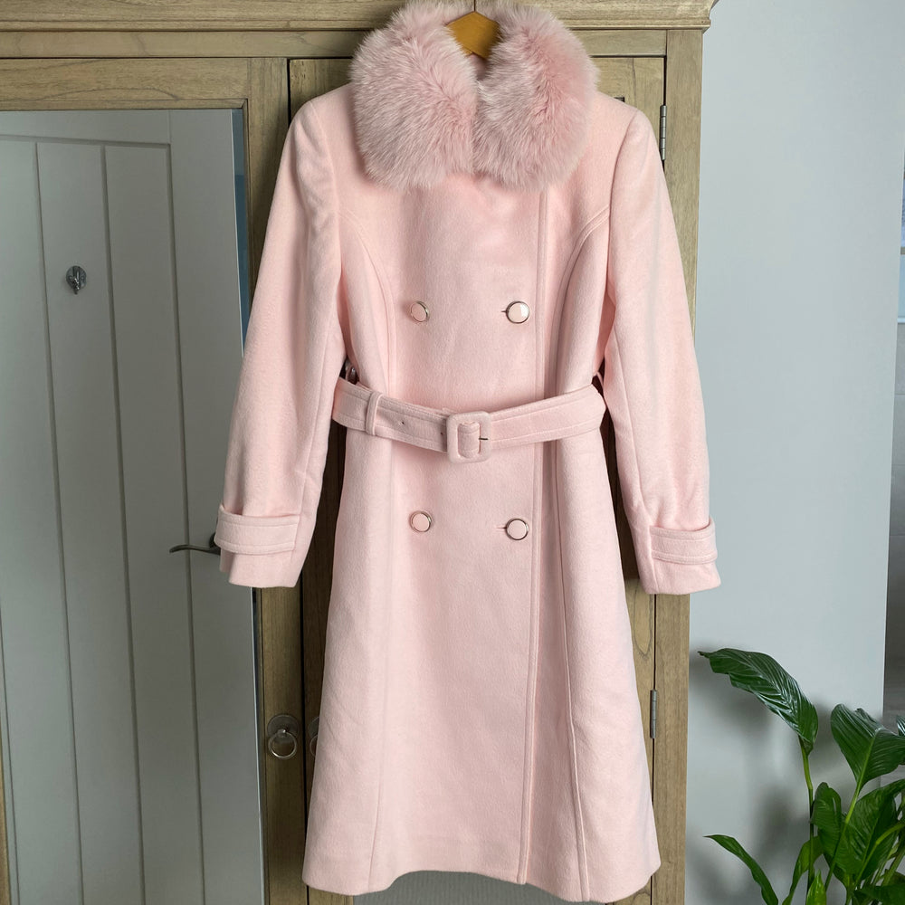 Courrèges Pink Fur Collar Wool Coat