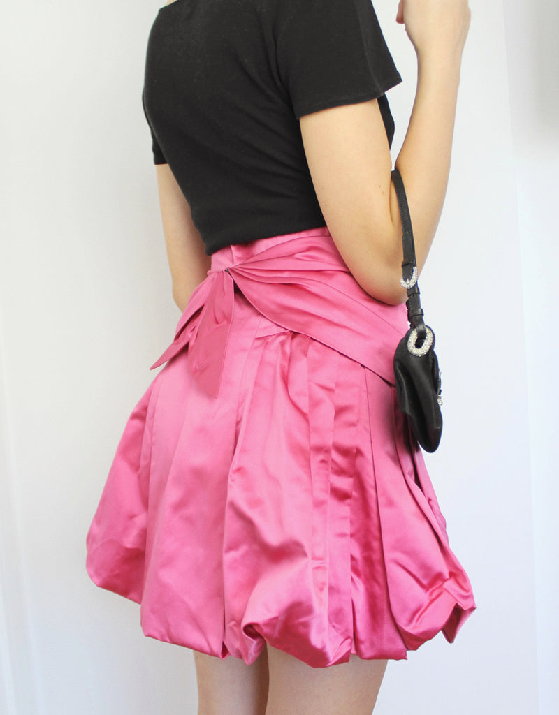 Prada Pink Silk Bow Puffball Skirt 38