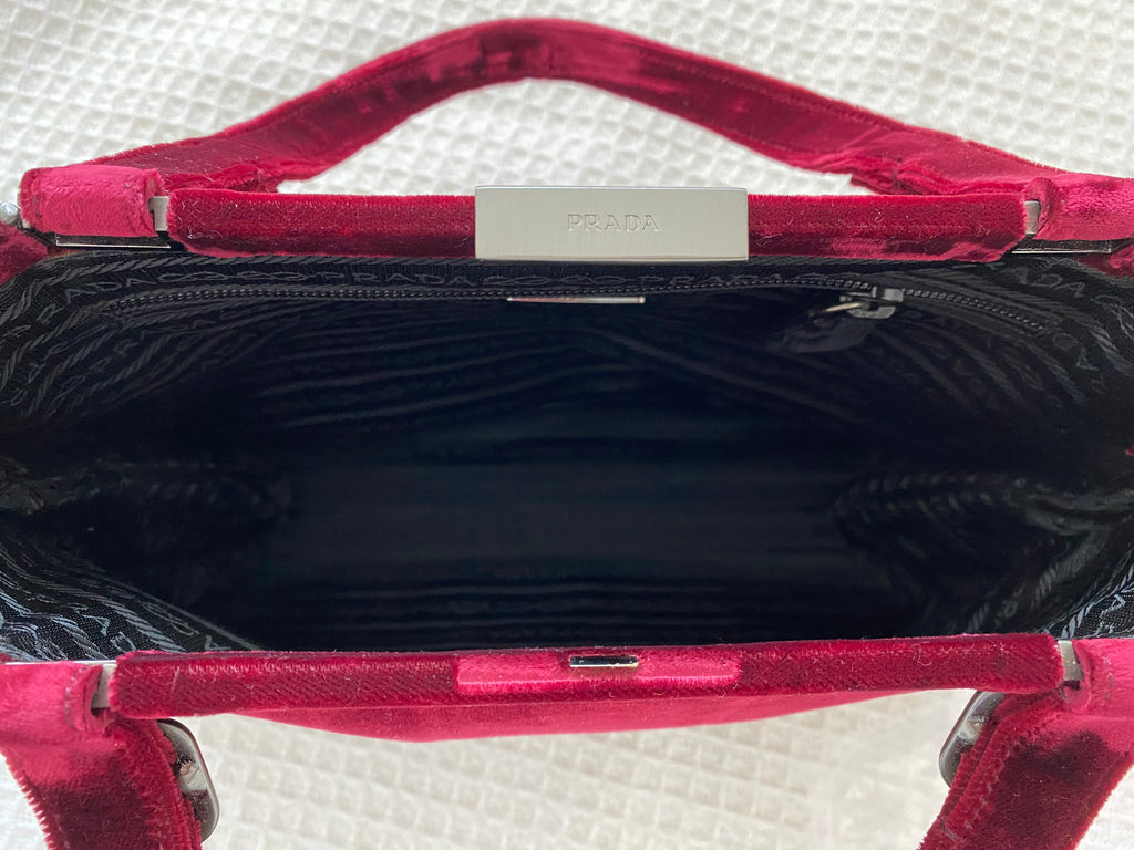 Prada Red Velvet Handbag