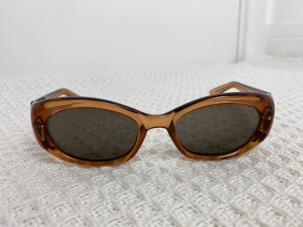 Gucci Brown Logo Oval Sunglasses