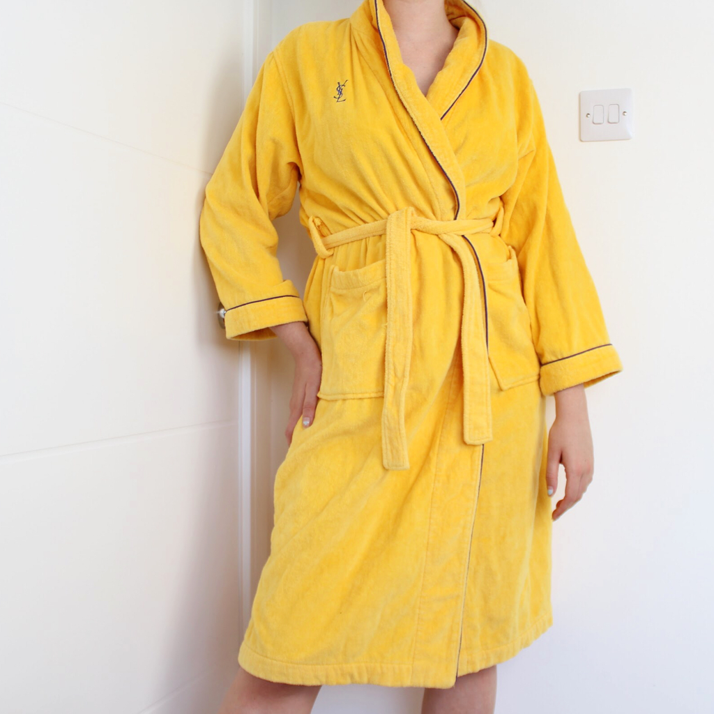 Yves Saint Laurent YSL Yellow Logo Bath Robe Medium