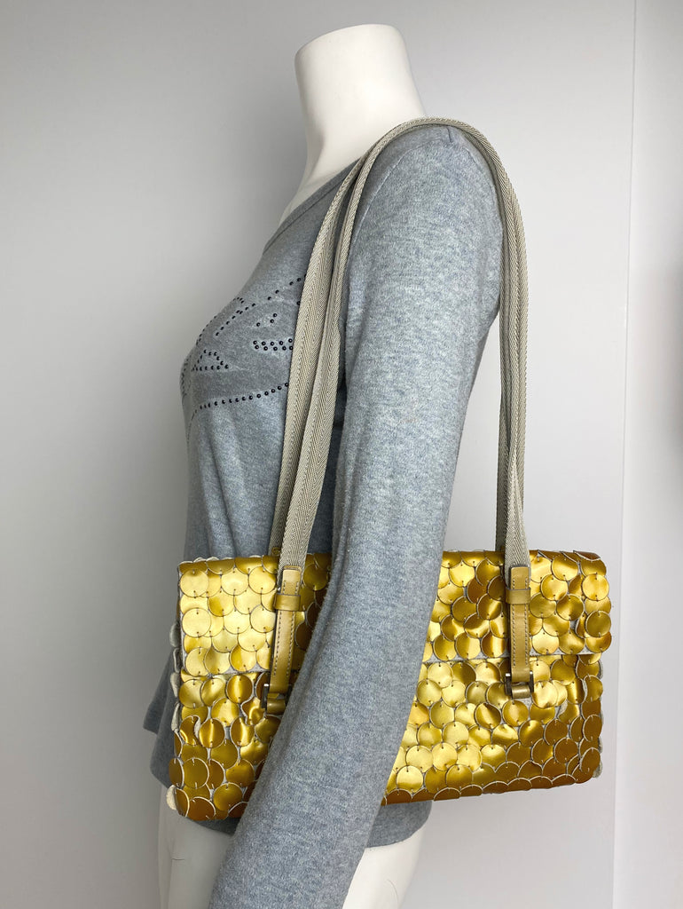 Prada Gold Vernice Paillet Shoulder Bag