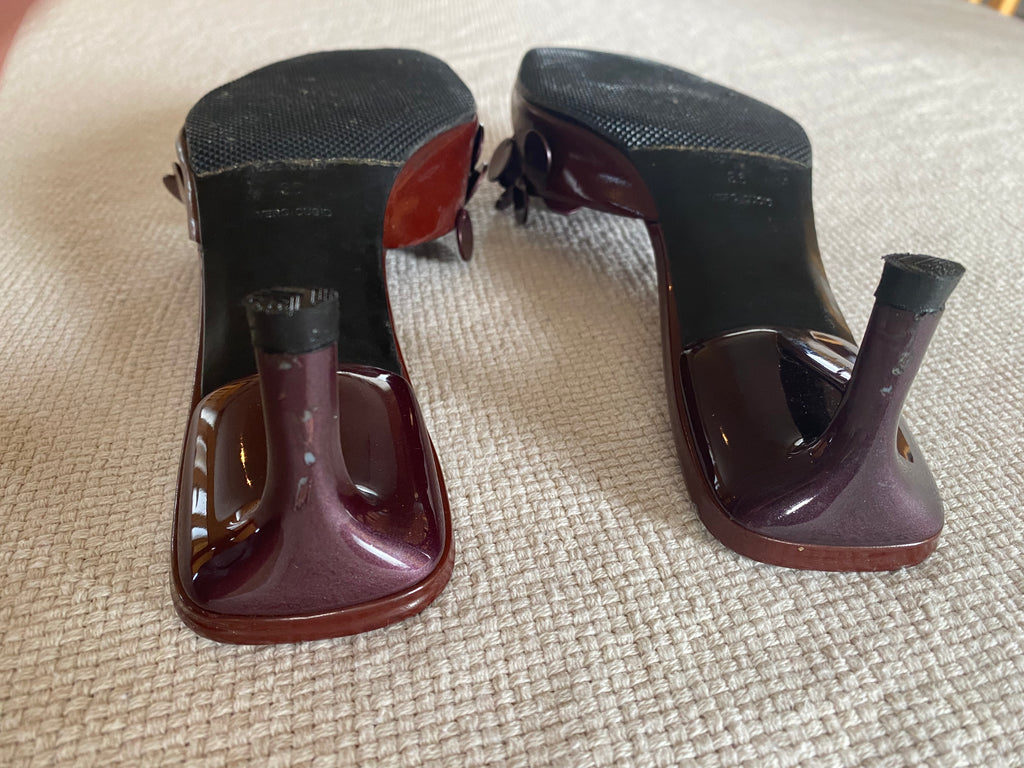 Prada Deep Red Sequin Mule Heels EU 36