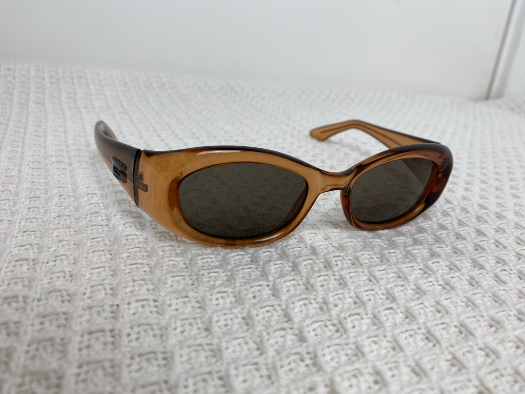 Gucci Brown Logo Oval Sunglasses