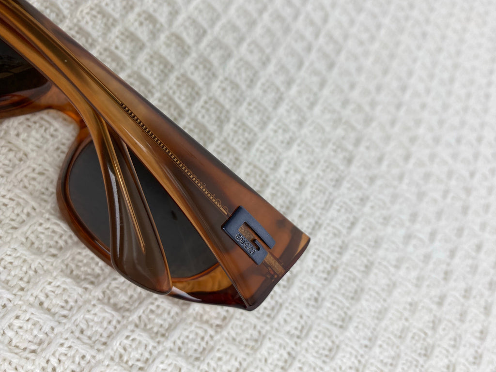 Gucci Brown Logo Oval Sunglasses