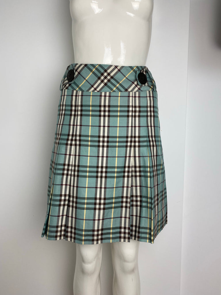 Burberry Blue Check Button Skirt 36