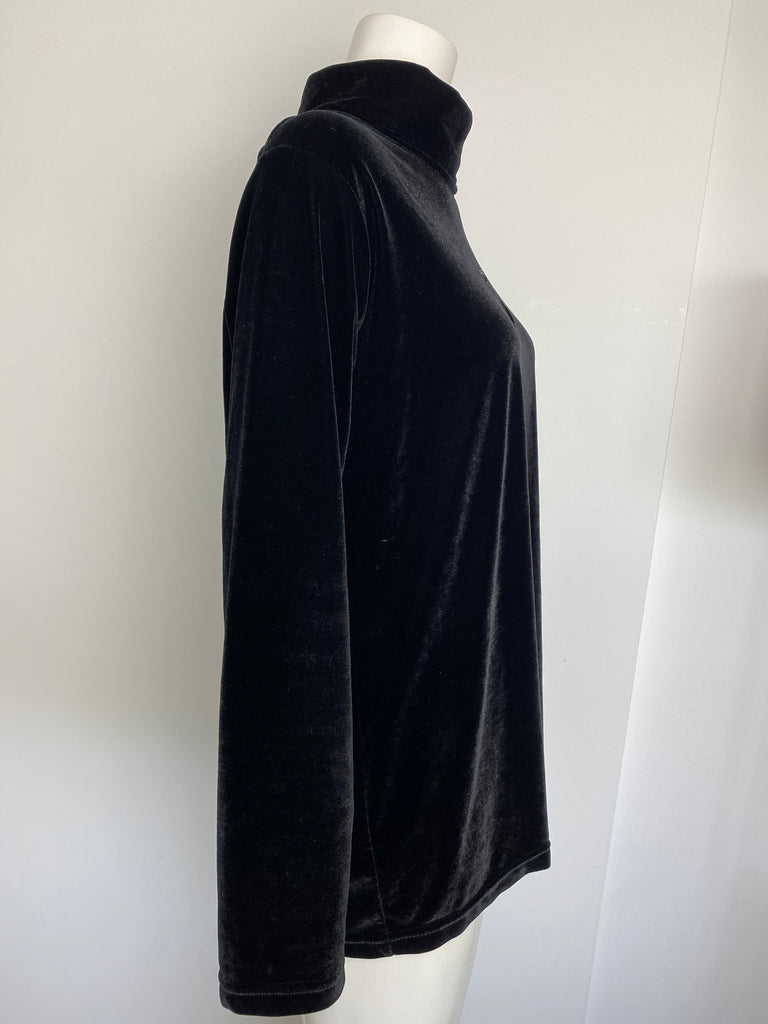 Versace Jeans Couture Black Velvet Roll Neck Top