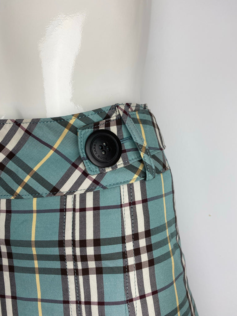 Burberry Blue Check Button Skirt 36