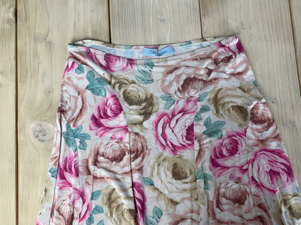 Blumarine Floral Silk Midi Skirt