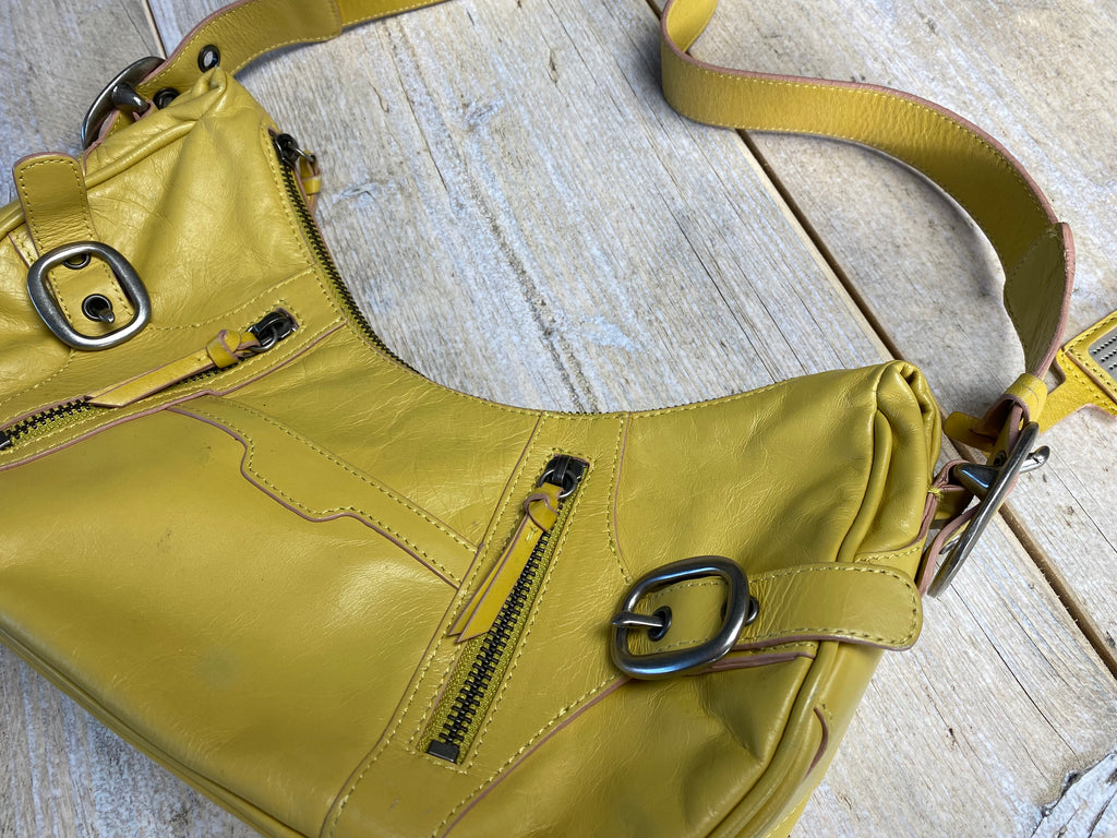 DKNY Yellow Leather Shoulder Bag luxequarter