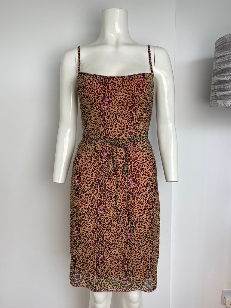 Anna Molinari Blumarine Leopard Print Strappy Dress