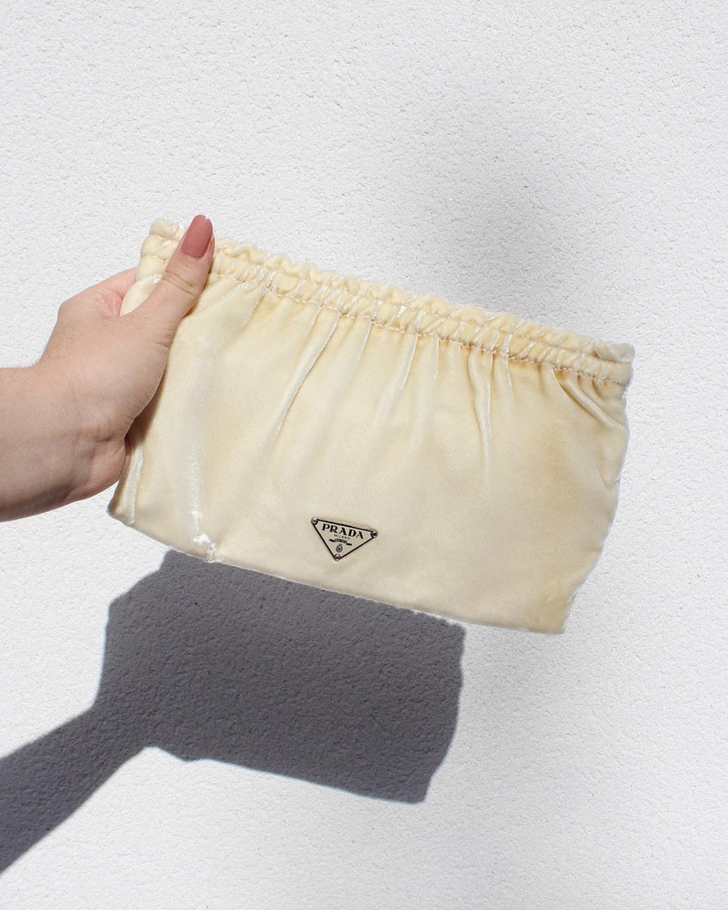 Prada White Velvet Pouch / Clutch