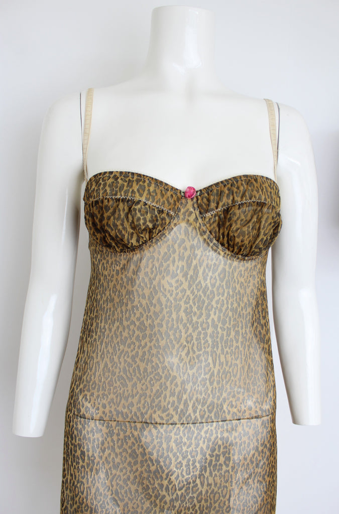 Dolce & Gabbana Leopard Print Sheer Slip Dress / Cami