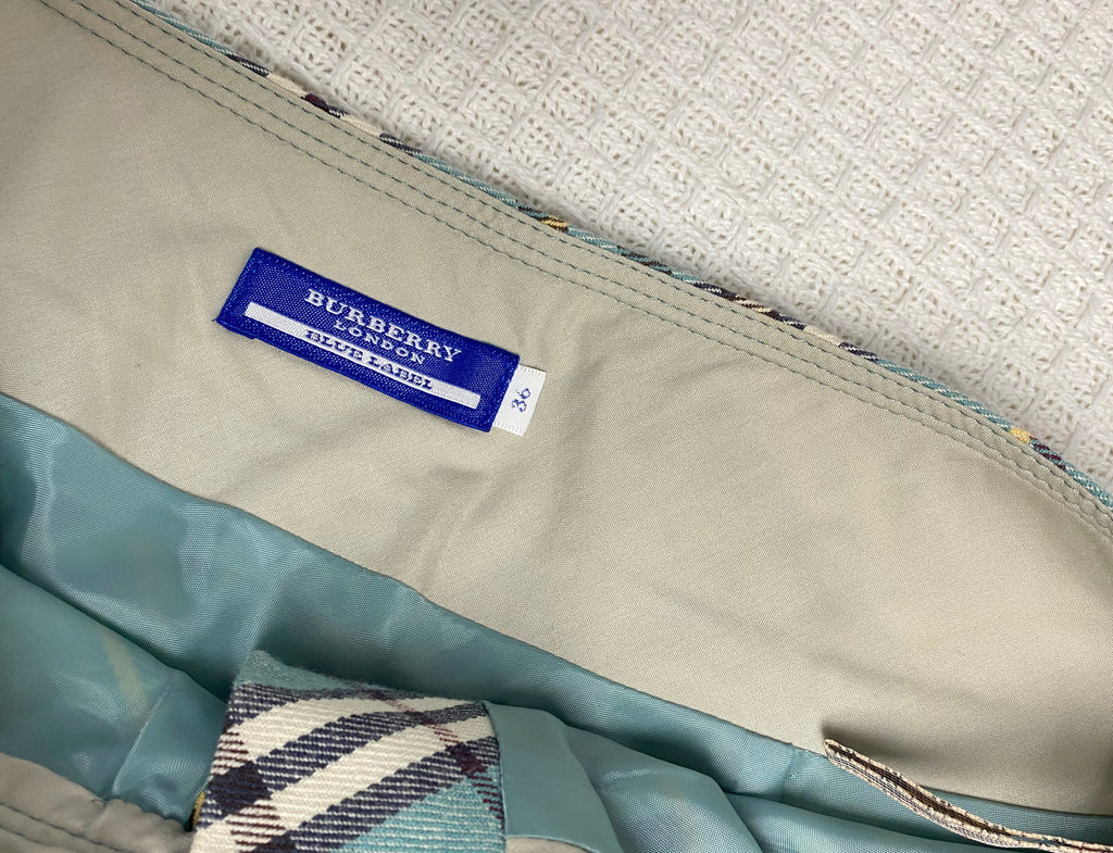 Burberry Blue Check Buckle Skirt - Small