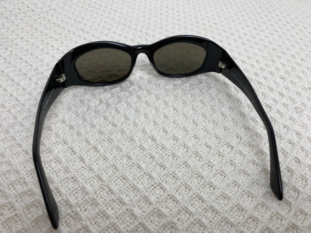 Gucci Black Logo Oval Sunglasses