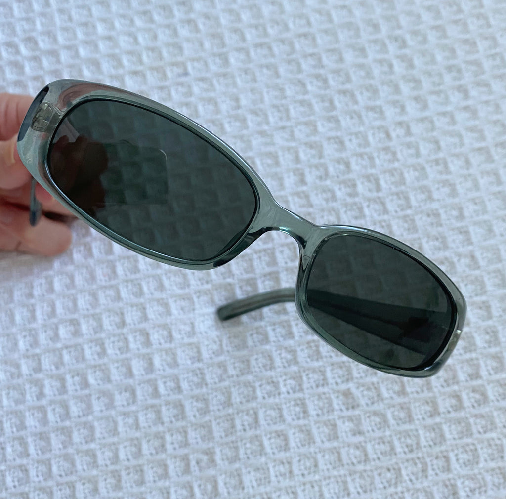 Gucci 90's Logo Green Narrow Oval Sunglasses