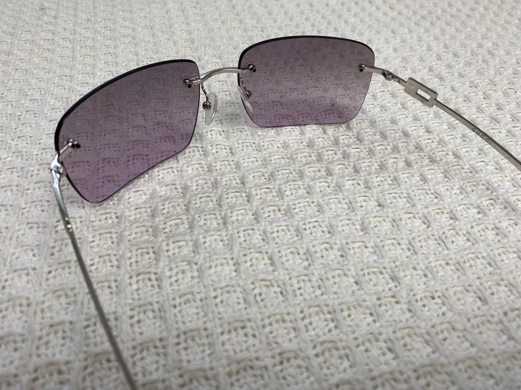 Gucci Purple Rimless Diamante Logo Sunglasses