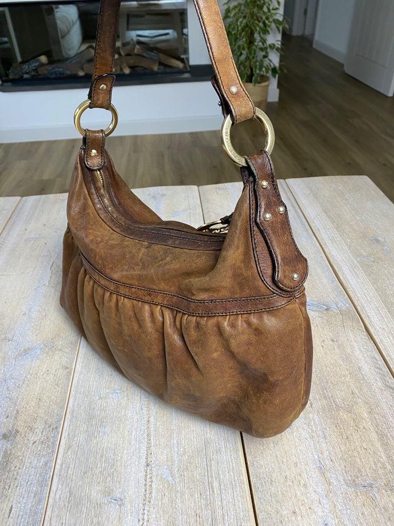 Fendi Brown Leather 'Chef' Shoulder Bag