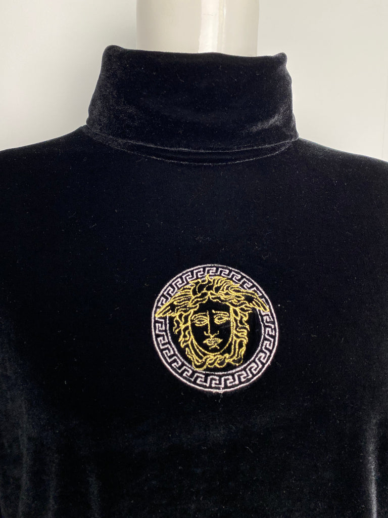 Versace Jeans Couture Black Velvet Roll Neck Top