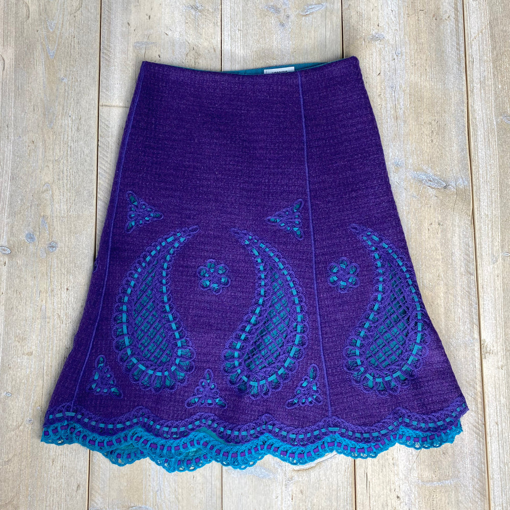 Moschino Purple & Turquoise Wool Skirt