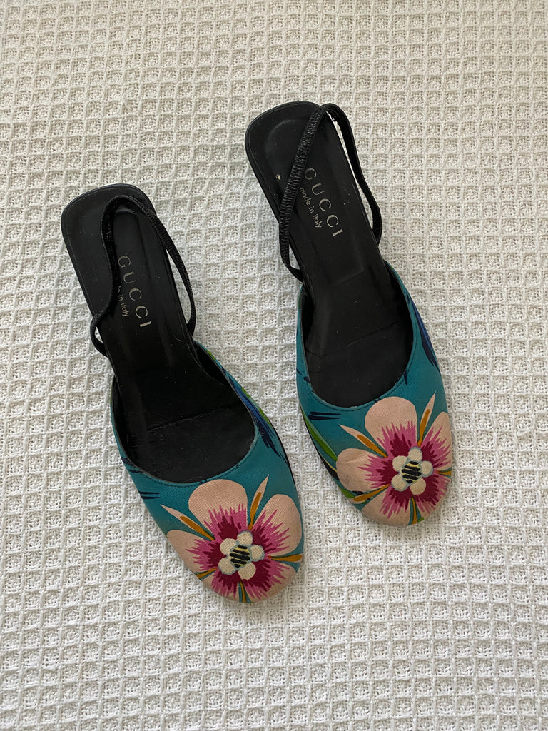 Gucci by Tom Ford SS99 Floral Mule Heels EU 36