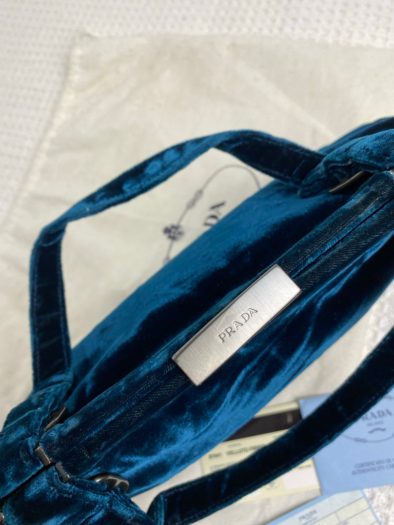 Prada 90's Blue Velvet Handbag