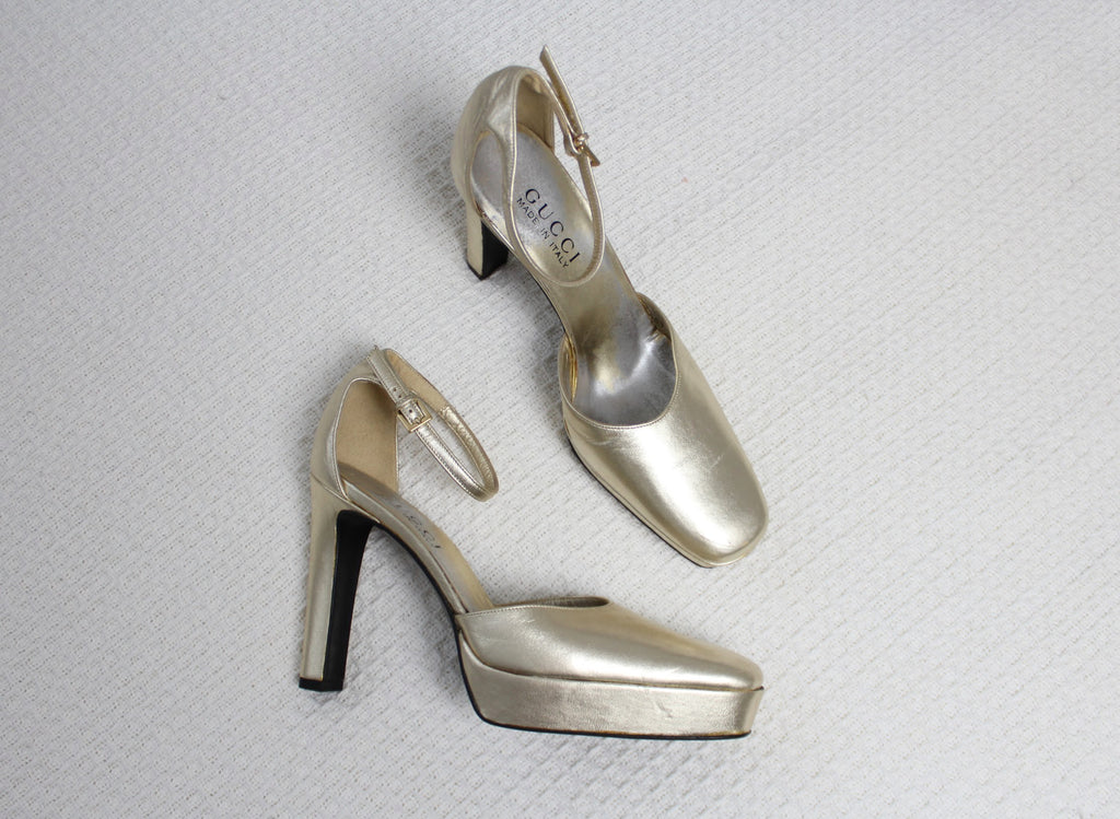 Gucci by Tom Ford Fall 1996 Gold Heels EU 36