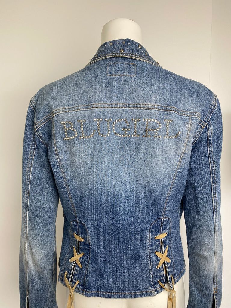 Blugirl Rhinestone Logo Denim Jacket IT 40