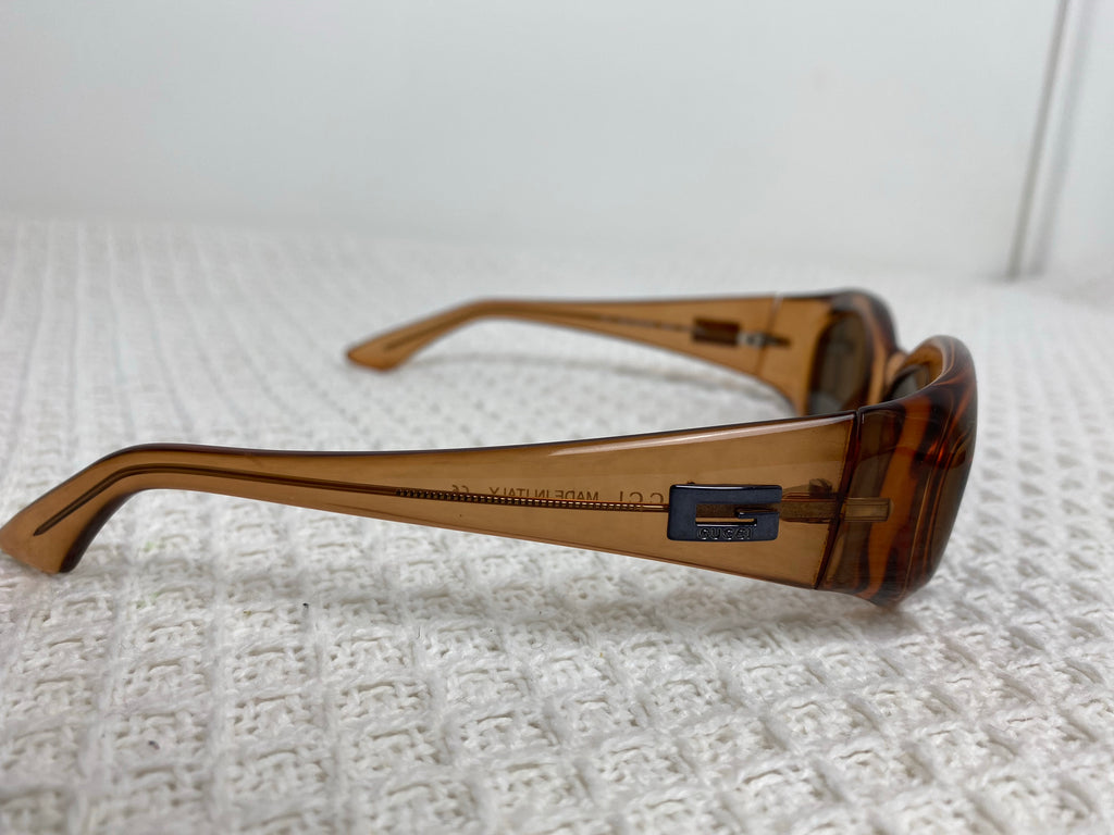 Gucci Brown Logo Oval Sunglasses